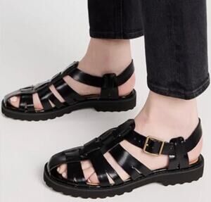 MADEWELL The Cari Fisherman Sandal in Black Size 10.5 NEW